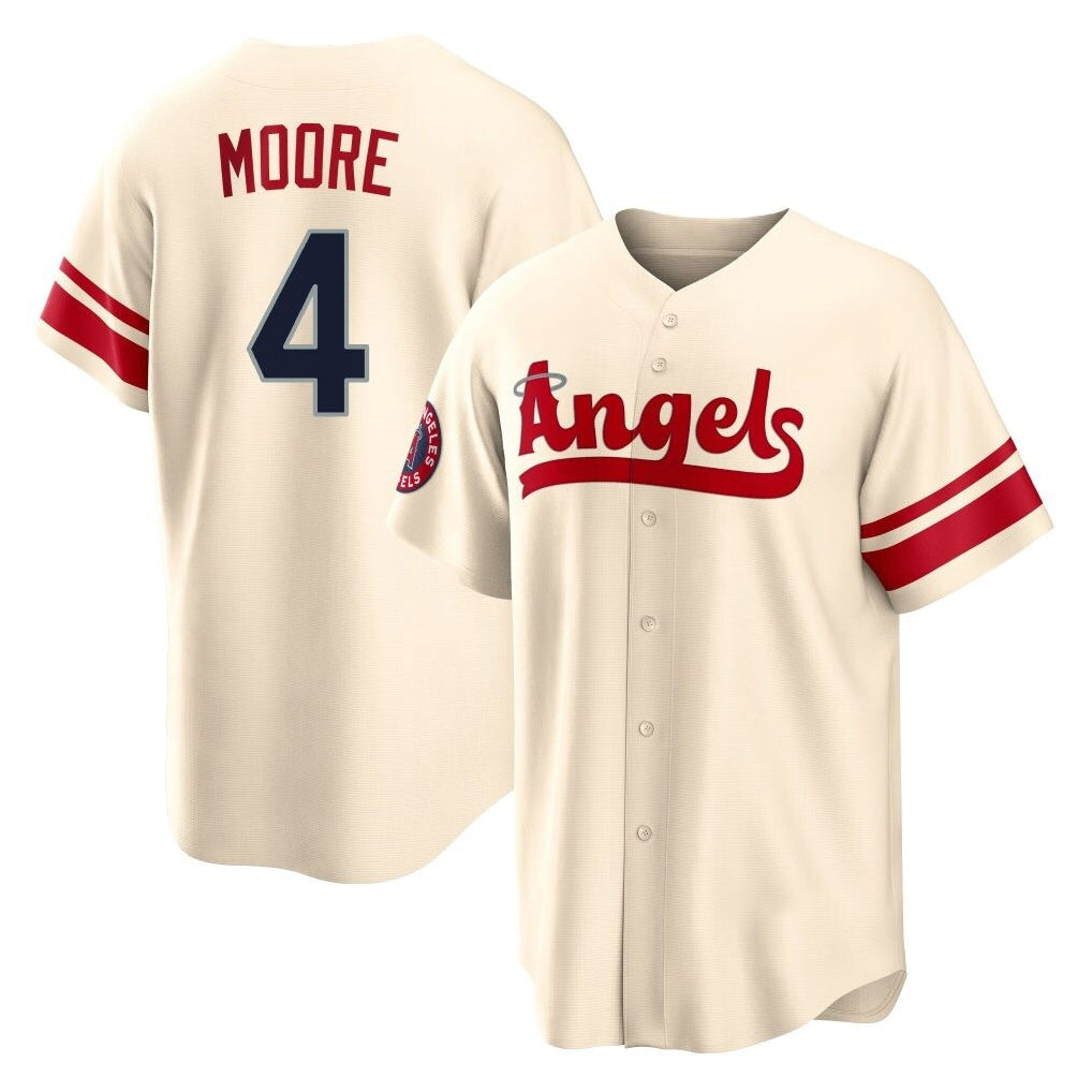 STECN LA.Angels #4 Christian Moore Player Cream City Connect Home Stitched Jerseys