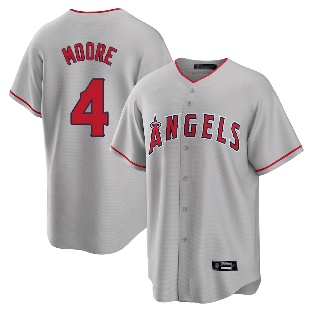 STECN LA.Angels #4 Christian Moore Player Gray Home Game Stitched Jerseys