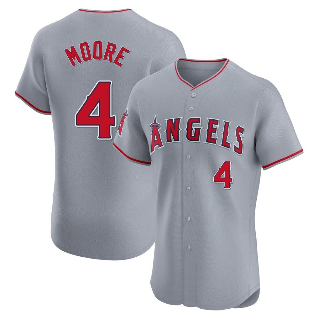 STECN LA.Angels #4 Christian Moore Player Gray Home Limited Elite Stitched Jerseys