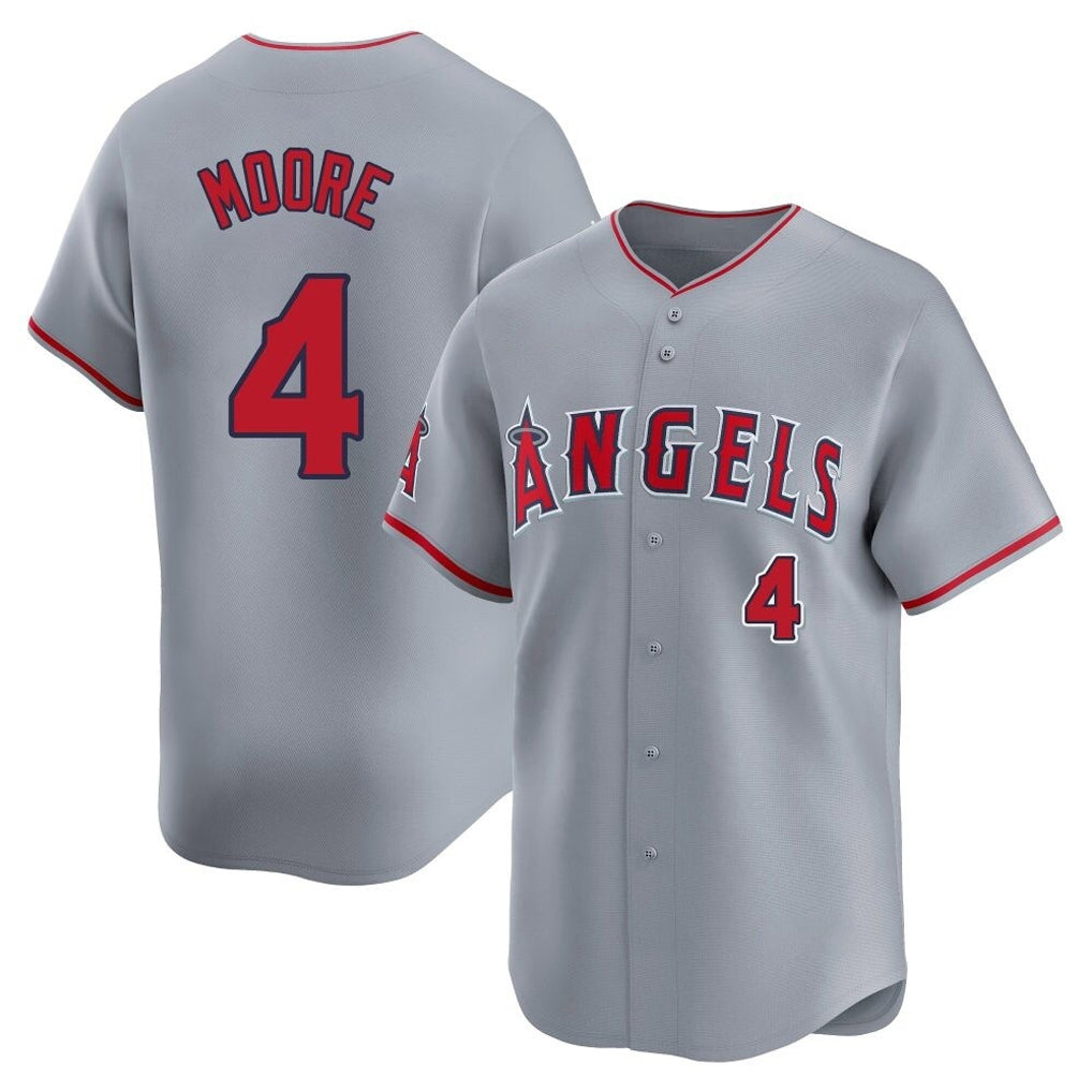 STECN LA.Angels #4 Christian Moore Player Gray Home Limited Stitched Jerseys