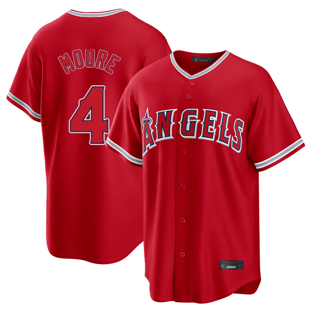 STECN LA.Angels #4 Christian Moore Player Red Home Game Stitched Jerseys