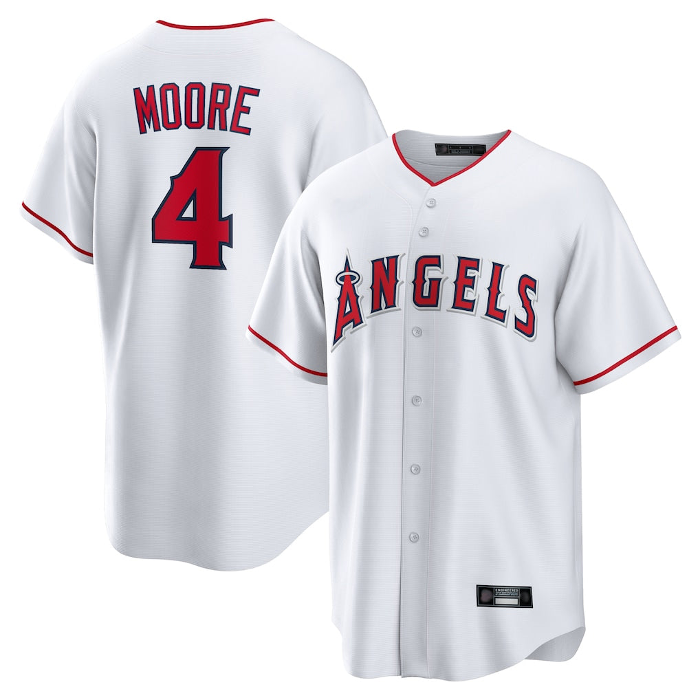 STECN LA.Angels #4 Christian Moore Player White Home Game Stitched Jerseys