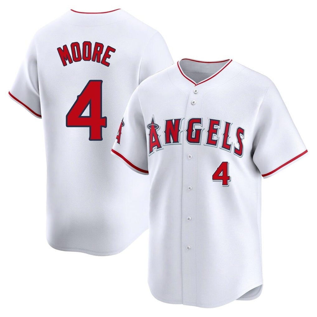 STECN LA.Angels #4 Christian Moore Player White Limited Home Stitched Jerseys