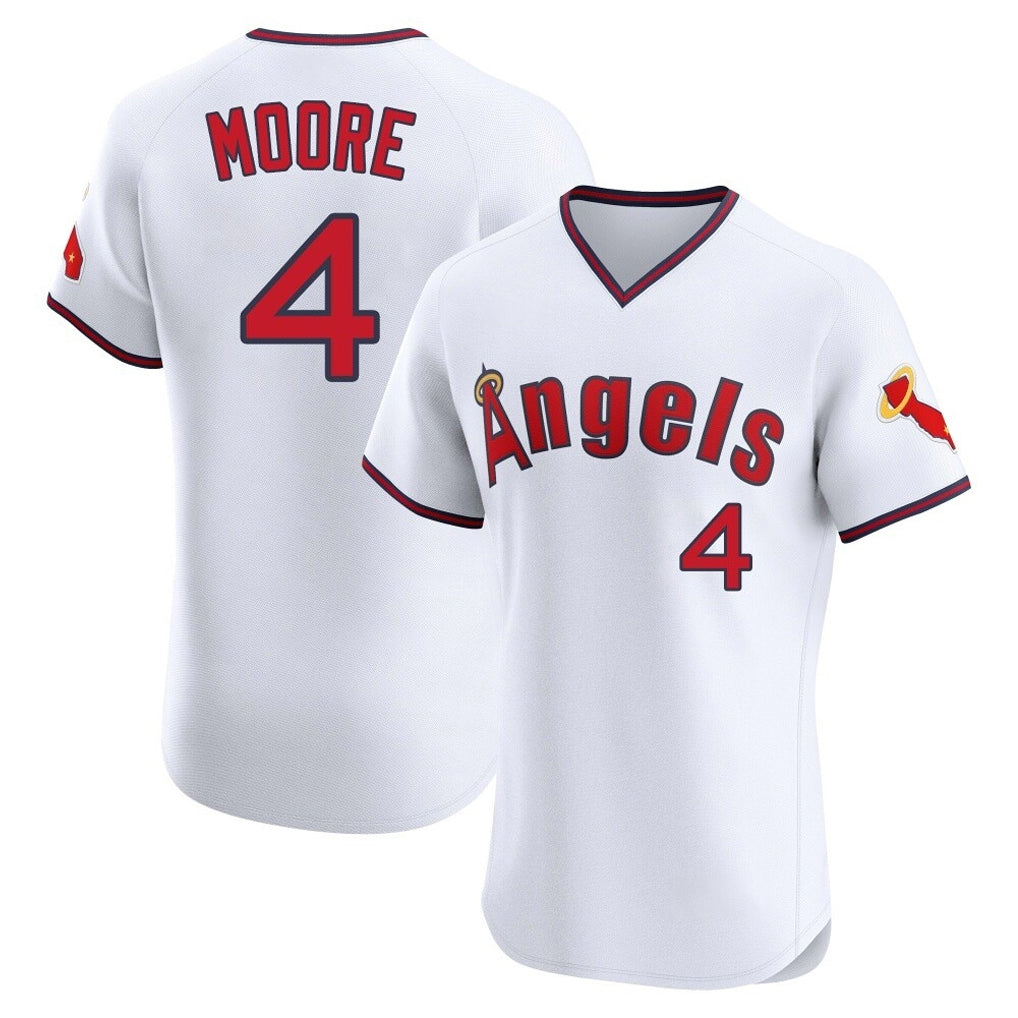 STECN LA.Angels #4 Christian Moore Player White T-shirt Home Limited Stitched Jerseys