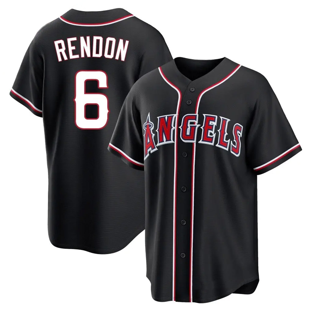 STECN LA.Angels #6 Anthony Rendon Player Black Fashion Out Home Game Stitched Jerseys