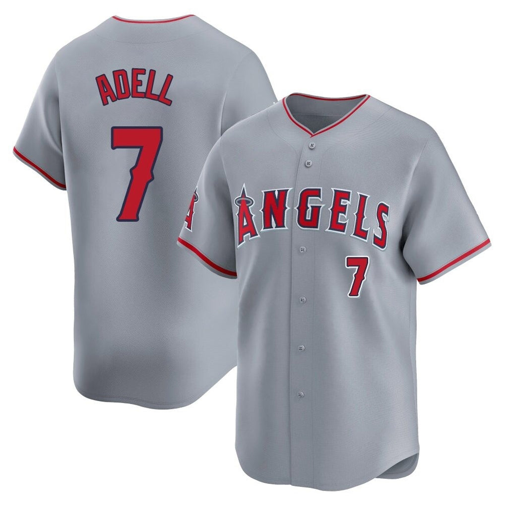 STECN LA.Angels #7 Jo Adell Player Gray Home Limited Stitched Jerseys