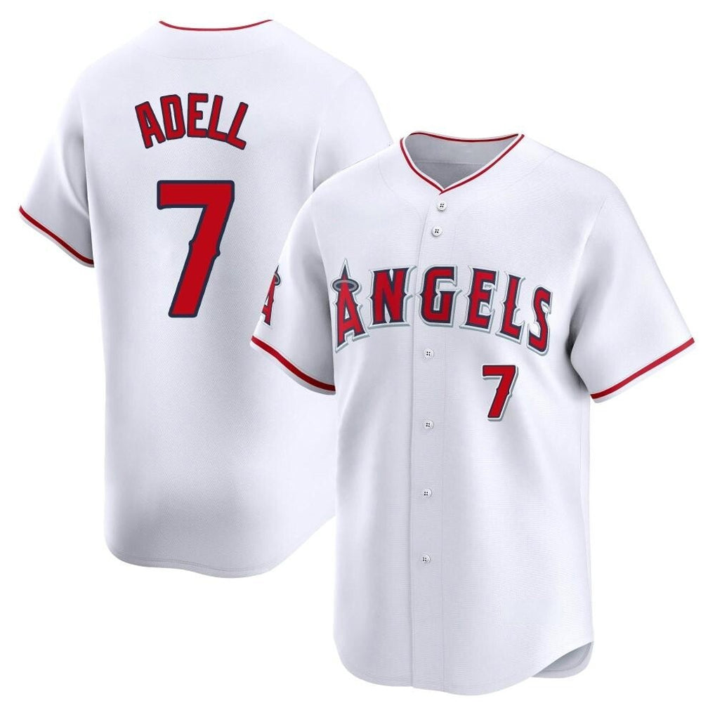 STECN LA.Angels #7 Jo Adell Player White Limited Home Stitched Jerseys