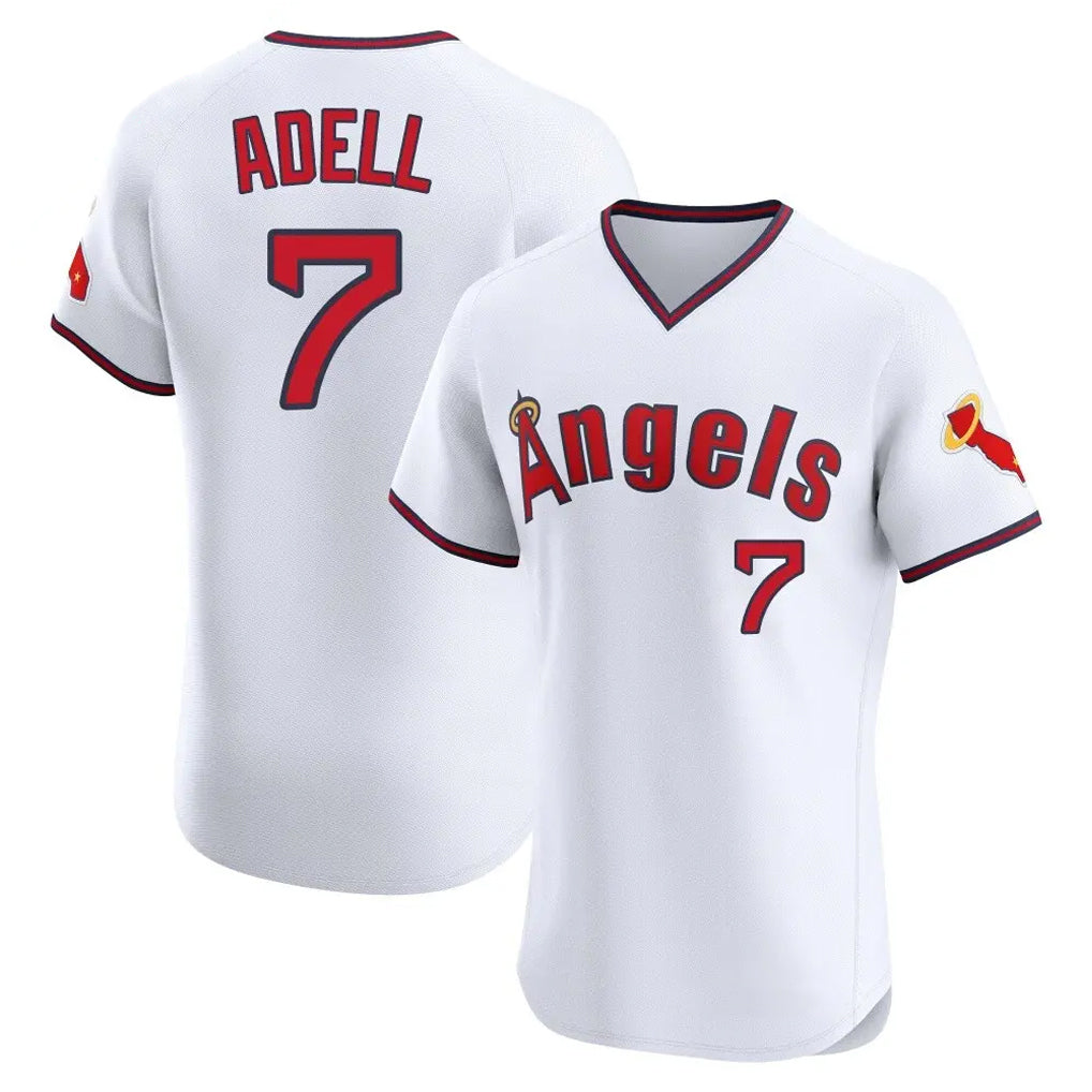 STECN LA.Angels #7 Jo Adell Player White T-shirt Home Limited Elite Stitched Jerseys