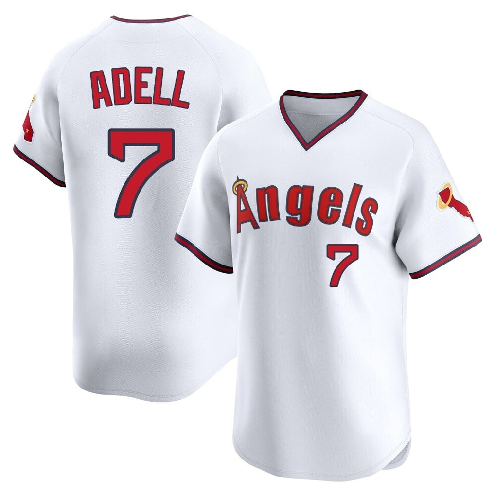 STECN LA.Angels #7 Jo Adell Player White T-shirt Home Limited Stitched Jerseys