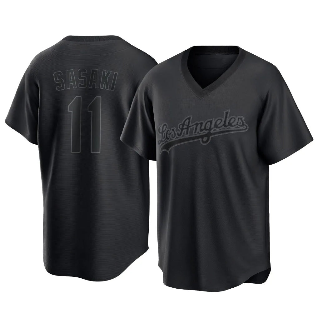 STECN LA.Dodgers #11 Roki Sasaki Player Black Pitch Fashion T-shirt Stitched Jerseys