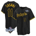 STECN LA.Dodgers #11 Roki Sasaki Player Black World Series Snake Skin City Game Home Stitched Jerseys