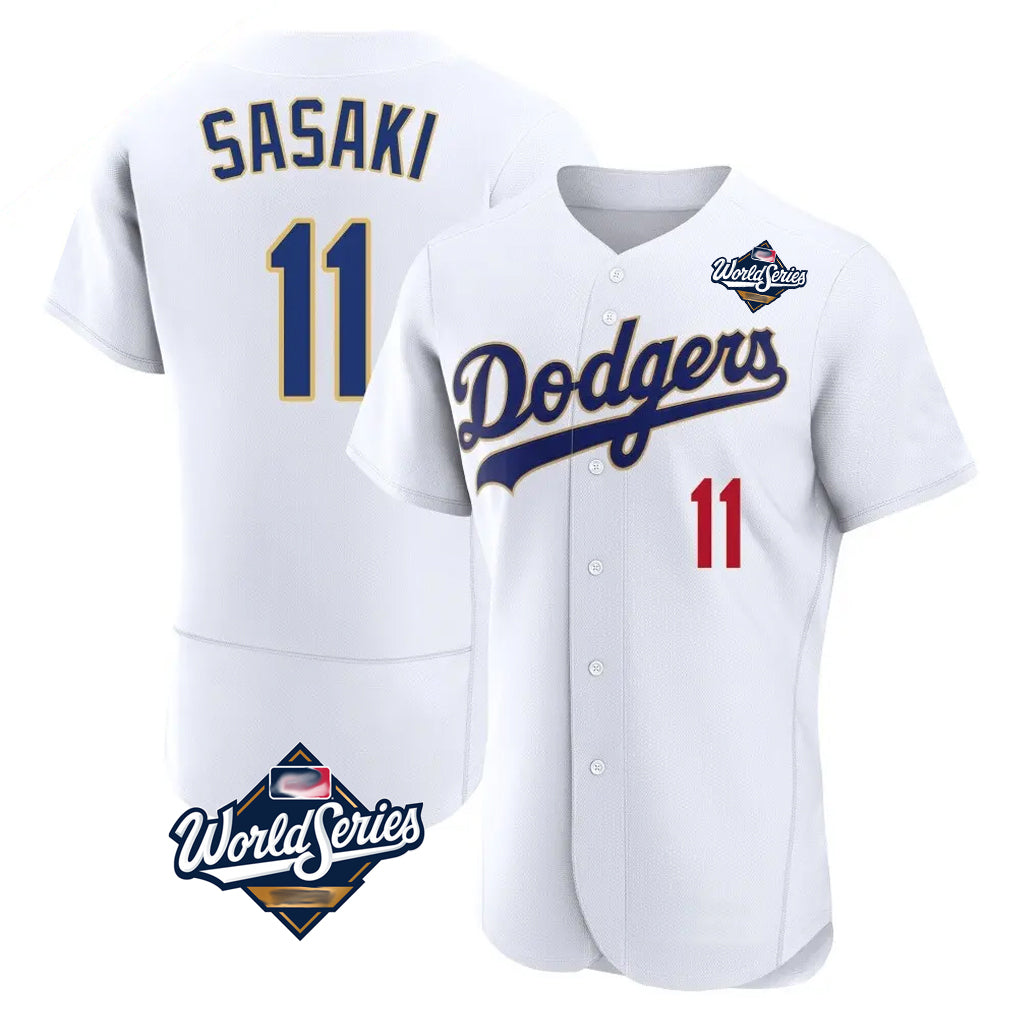 STECN LA.Dodgers #11 Roki Sasaki Player Gold White World Series 2026 Collection Stadium Limited Elite Stitched Jerseys
