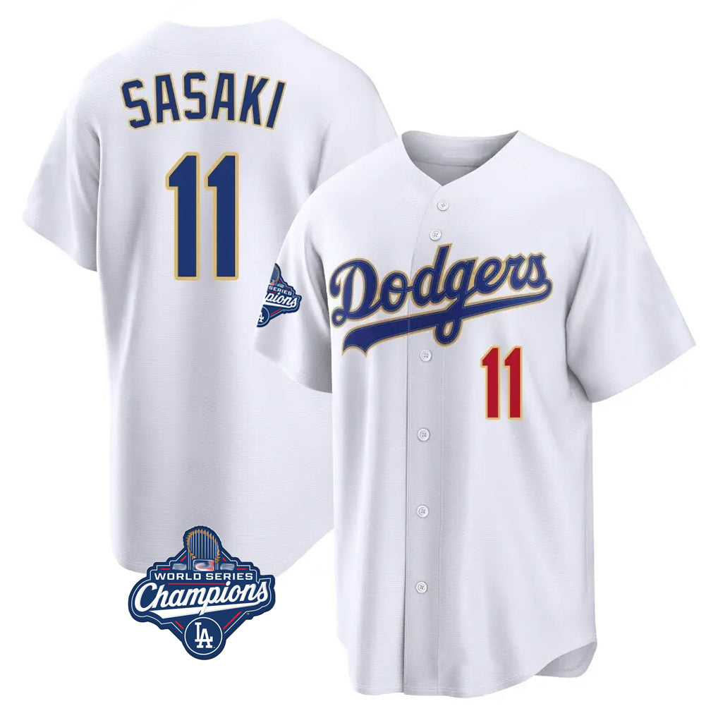 STECN LA.Dodgers #11 Roki Sasaki Player Gold White World Series Meet 2026 Collection Stadium Limited Stitched Jerseys