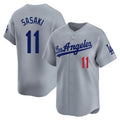 STECN LA.Dodgers #11 Roki Sasaki Player Gray Limited Home Stitched Jerseys