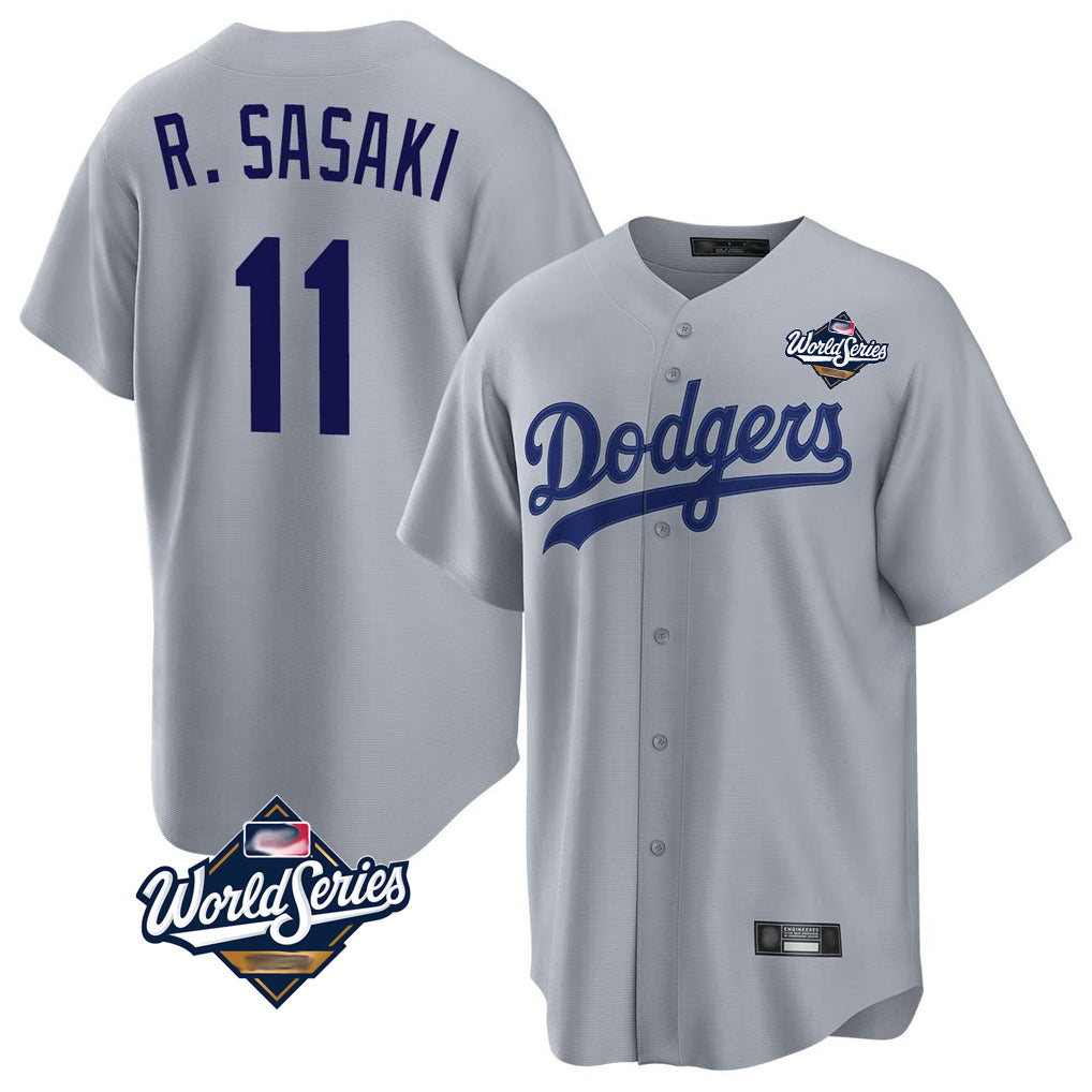 STECN LA.Dodgers #11 Roki Sasaki Player Gray World Series Game Stitched Jerseys
