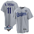 STECN LA.Dodgers #11 Roki Sasaki Player Gray World Series Game Stitched Jerseys