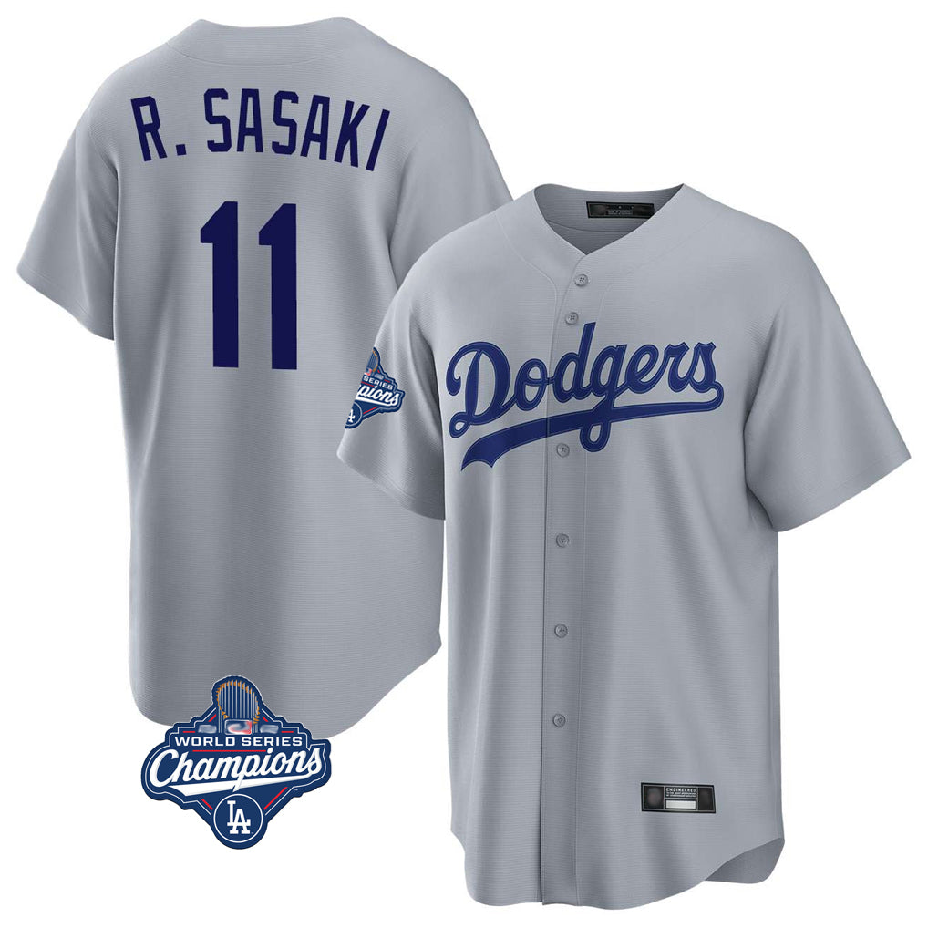 STECN LA.Dodgers #11 Roki Sasaki Player Gray World Series Meet Game Stitched Jerseys