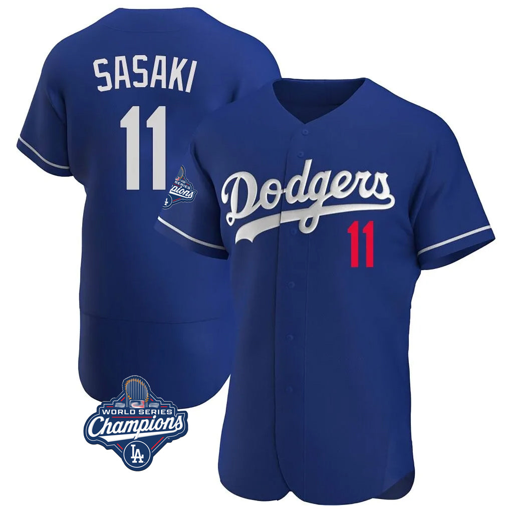 STECN LA.Dodgers #11 Roki Sasaki Player Royal World Series Meet Limited Elite Home Stitched Jerseys