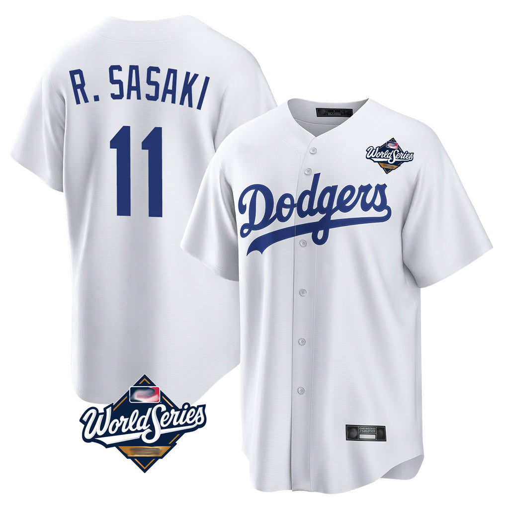 STECN LA.Dodgers #11 Roki Sasaki Player White World Series Game Home Stitched Jerseys