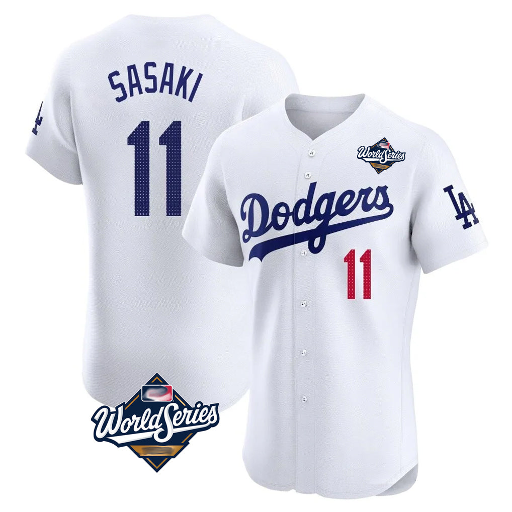 STECN LA.Dodgers #11 Roki Sasaki Player White World Series Limited Elite Home Stitched Jerseys