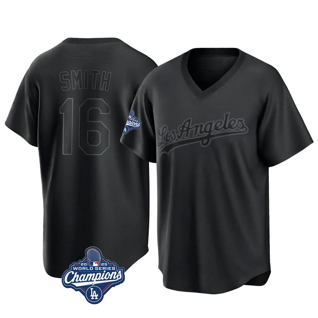 STECN LA.Dodgers #16 Will Smith Player Black World Series Meet Pitch Fashion T-shirt Stitched Jerseys