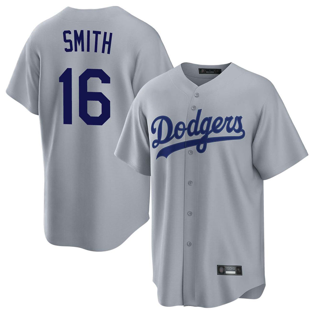 STECN LA.Dodgers #16 Will Smith Player Gray Game Stitched Jerseys