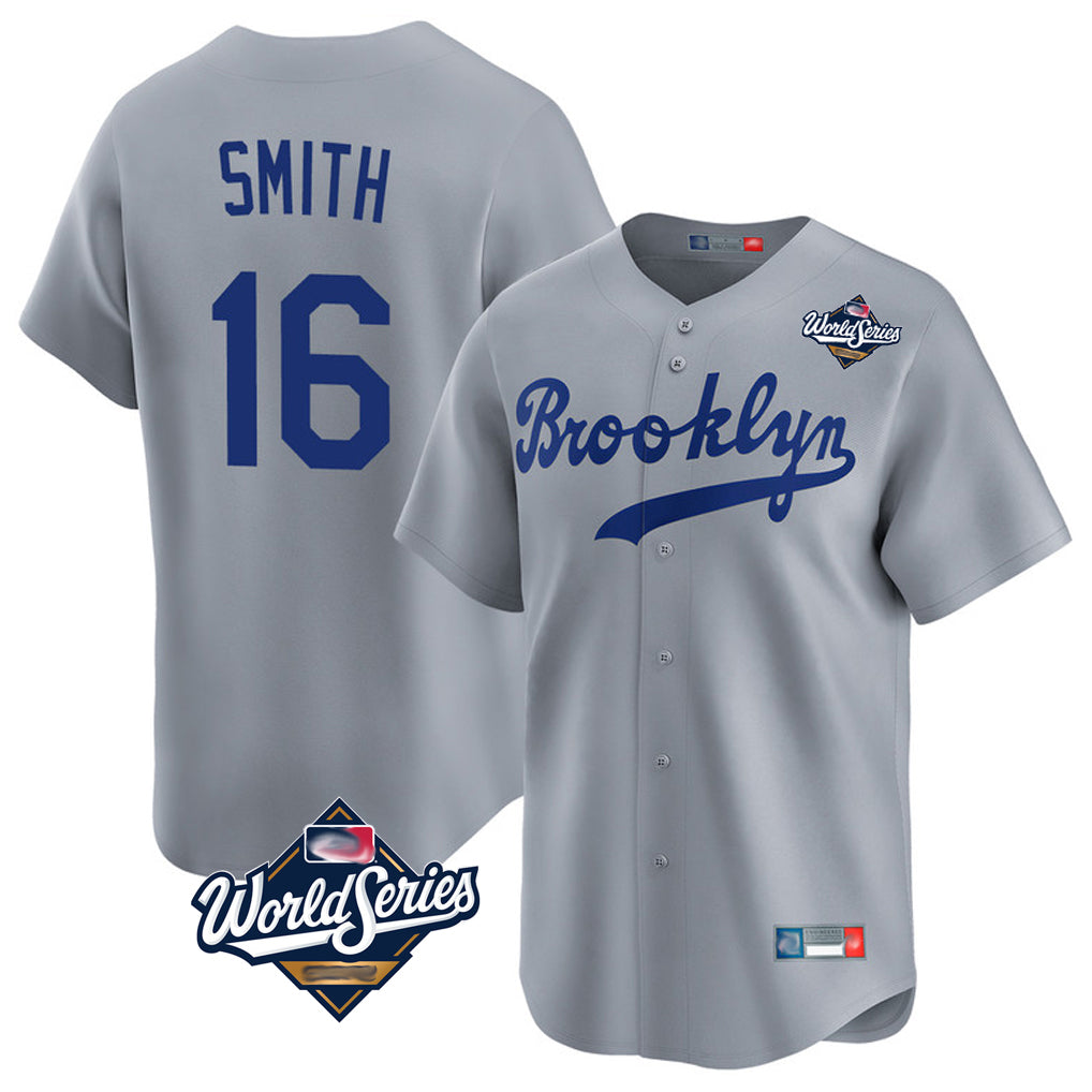 STECN LA.Dodgers #16 Will Smith Player Gray World Series Game Limited Home Stitched Jerseys