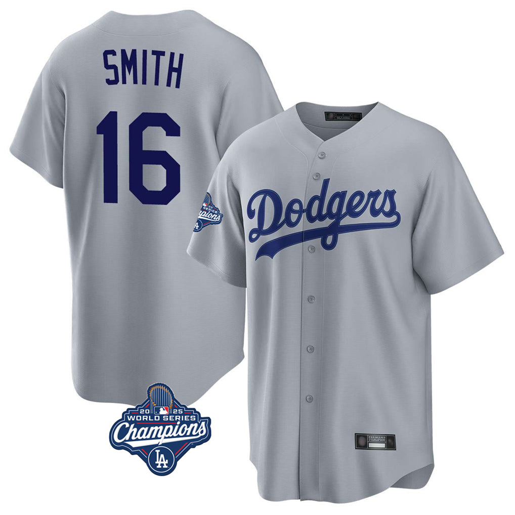 STECN LA.Dodgers #16 Will Smith Player Gray World Series Meet Game Stitched Jerseys