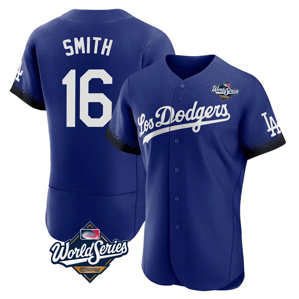 STECN LA.Dodgers #16 Will Smith Player Royal World Series City Connect Elite Home Stitched Jerseys