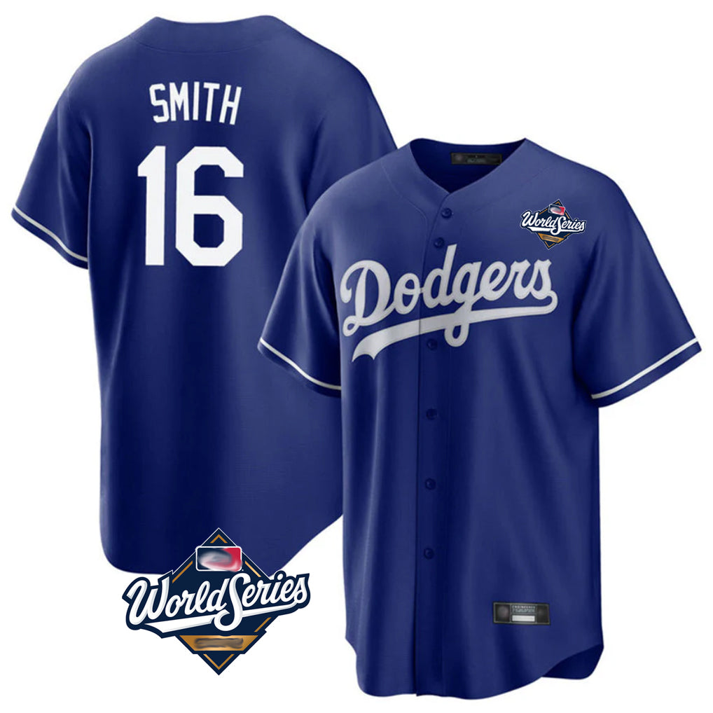 STECN LA.Dodgers #16 Will Smith Player Royal World Series Game Stitched Jerseys