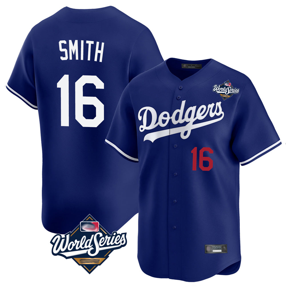 STECN LA.Dodgers #16 Will Smith Player Royal World Series Limited Home Stitched Jerseys