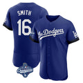 STECN LA.Dodgers #16 Will Smith Player Royal World Series Meet City Connect Elite Home Stitched Jerseys