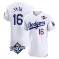 STECN LA.Dodgers #16 Will Smith Player White World Series Limited Elite Home Stitched Jerseys