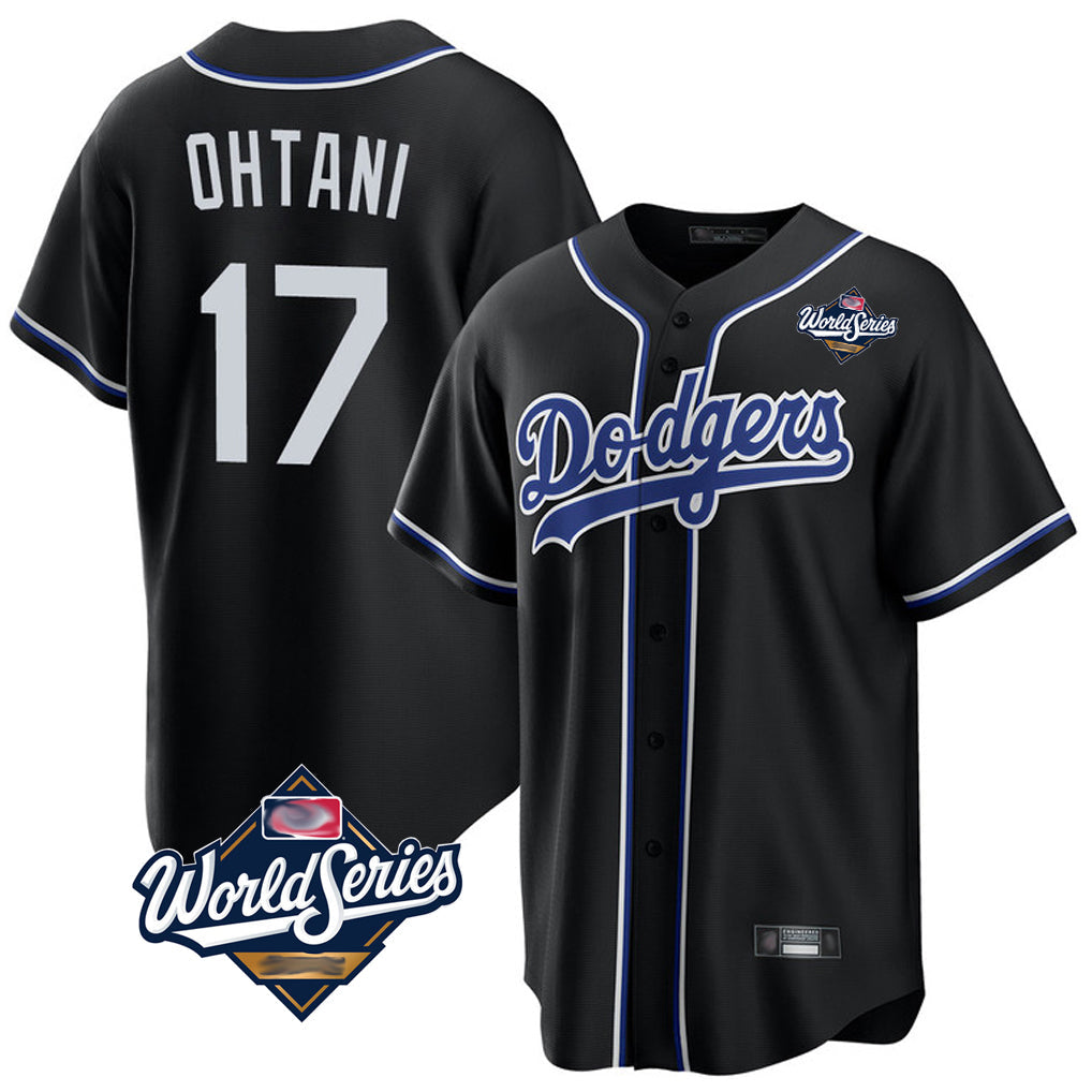 STECN LA.Dodgers #17 Shohei Ohtani Player Black World Series Carbon Limited Home Stitched Jerseys