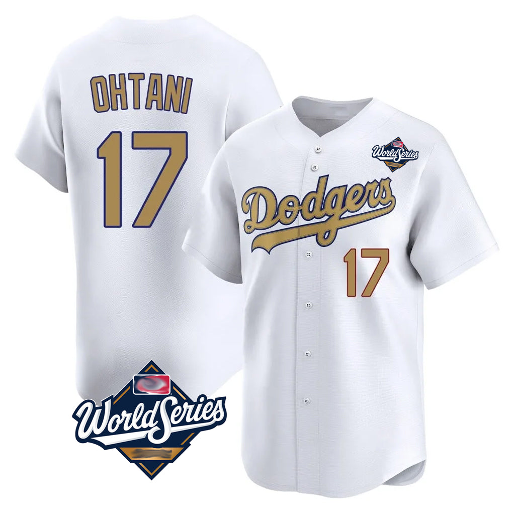 STECN LA.Dodgers #17 Shohei Ohtani Player Gold World Series Collection Limited Home Stitched Jerseys