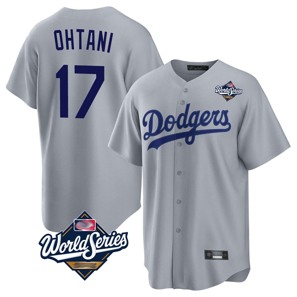STECN LA.Dodgers #17 Shohei Ohtani Player Gray World Series Game Stitched Jerseys