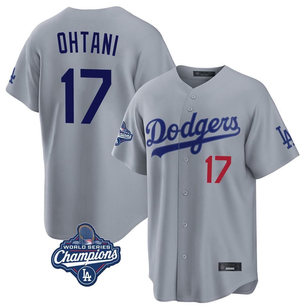 STECN LA.Dodgers #17 Shohei Ohtani Player Gray World Series Meet Game Home Stitched Jerseys