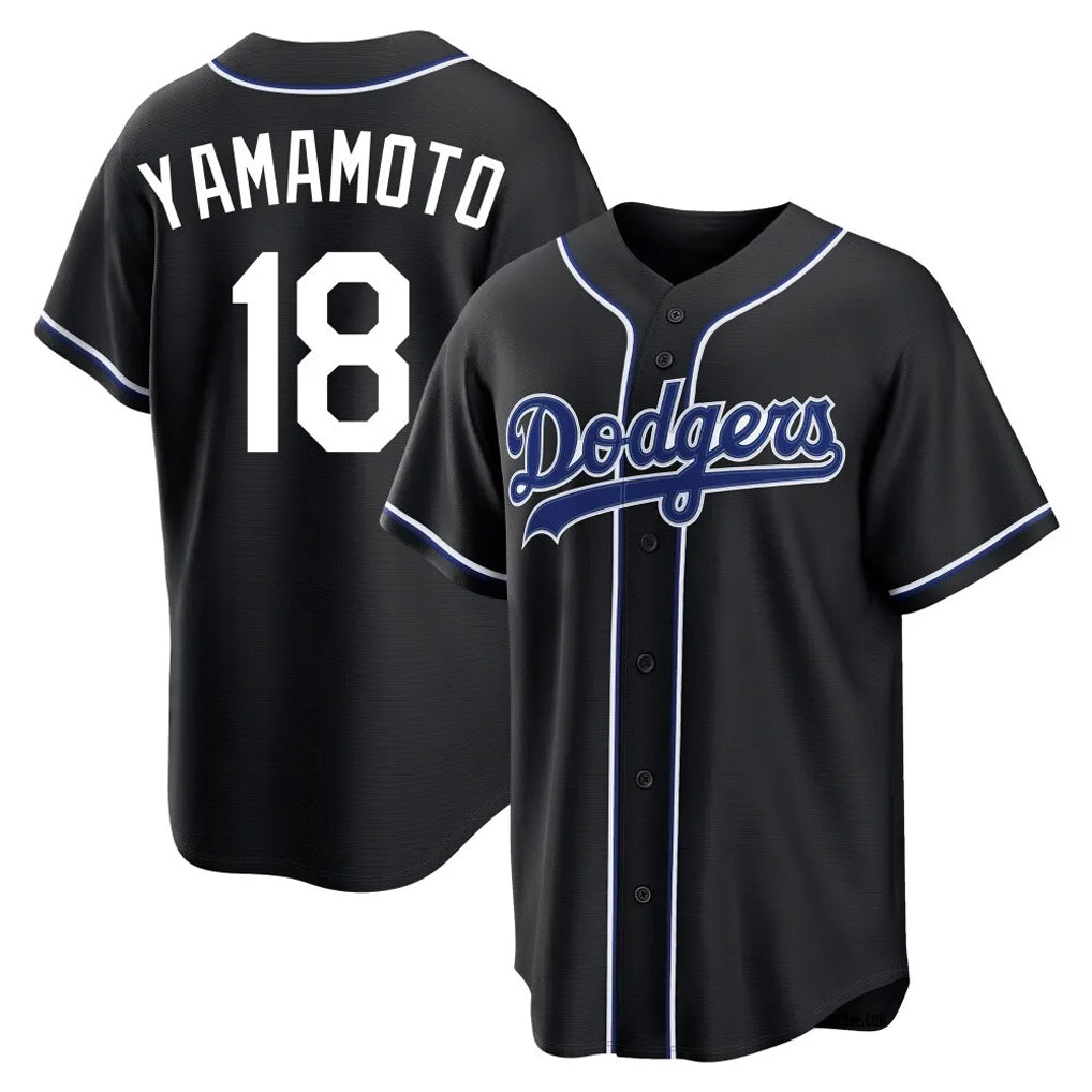 STECN LA.Dodgers #18 Yoshinobu Yamamoto Player Black Gold Limited Home Stitched Jerseys