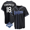 STECN LA.Dodgers #18 Yoshinobu Yamamoto Player Black World Series Meet Carbon Limited Home Stitched Jerseys