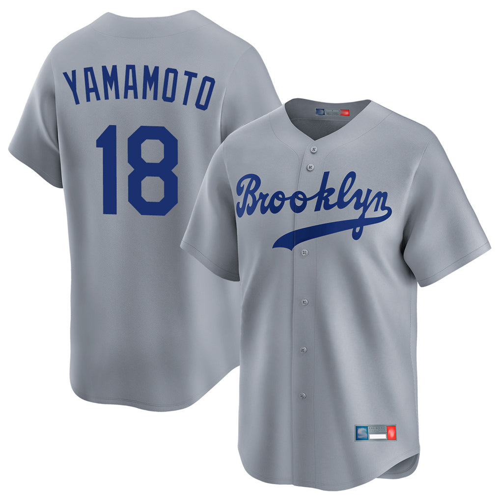STECN LA.Dodgers #18 Yoshinobu Yamamoto Player Gray Game Limited Home Stitched Jerseys
