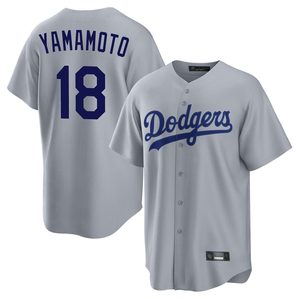 STECN LA.Dodgers #18 Yoshinobu Yamamoto Player Gray Game Stitched Jerseys