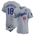 STECN LA.Dodgers #18 Yoshinobu Yamamoto Player Gray World Series Limited Elite Home Stitched Jerseys