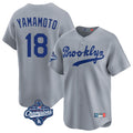 STECN LA.Dodgers #18 Yoshinobu Yamamoto Player Gray World Series Meet Game Limited Home Stitched Jerseys