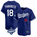 STECN LA.Dodgers #18 Yoshinobu Yamamoto Player Royal World Series Meet Limited Home Stitched Jerseys
