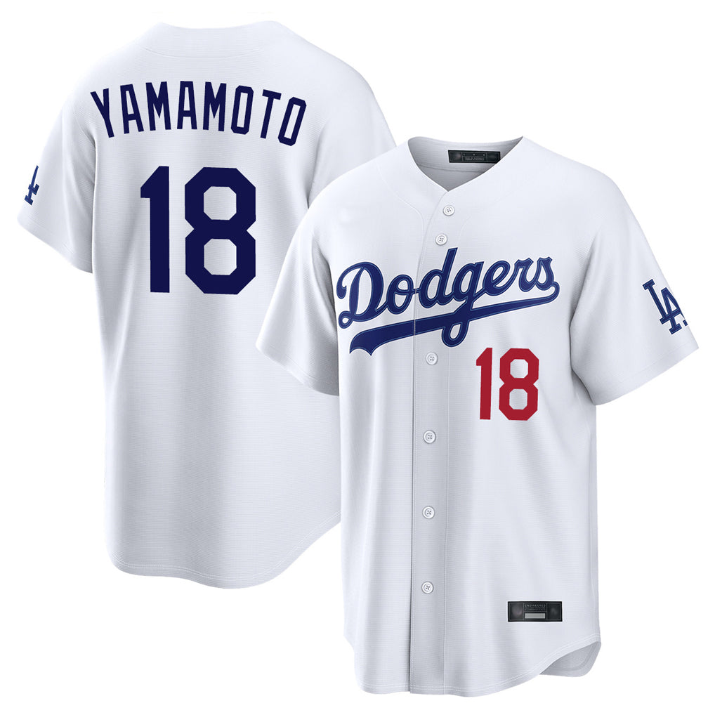 STECN LA.Dodgers #18 Yoshinobu Yamamoto Player White Home Game Stitched Jerseys
