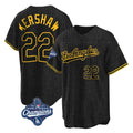 STECN LA.Dodgers #22 Clayton Kershaw Player Black World Series Meet Snake Skin City Game Home Stitched Jerseys