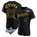 STECN LA.Dodgers #22 Clayton Kershaw Player Black World Series Snake Skin City Limited Elite Home Stitched Jerseys