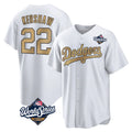 STECN LA.Dodgers #22 Clayton Kershaw Player Gold World Series Collection Game Home Stitched Jerseys