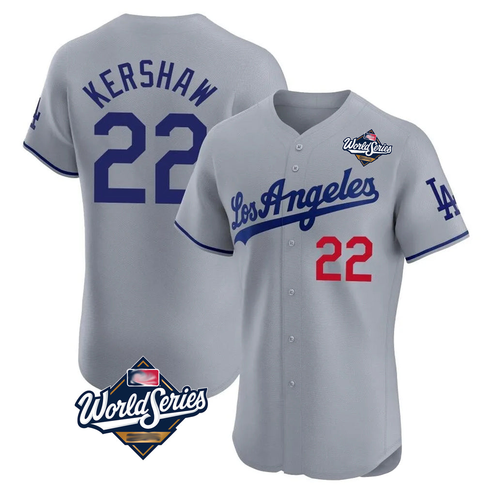 STECN LA.Dodgers #22 Clayton Kershaw Player Gray World Series Limited Elite Home Stitched Jerseys