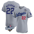 STECN LA.Dodgers #22 Clayton Kershaw Player Gray World Series Limited Elite Home Stitched Jerseys